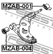 Сайлентблок - втулка амортизатора подвески MZAB-004 FEBEST