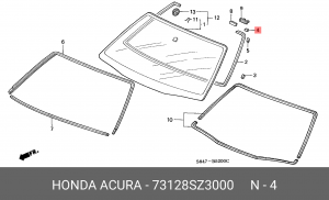 Уплотнитель стекла ветрового 73128SZ3000 HONDA