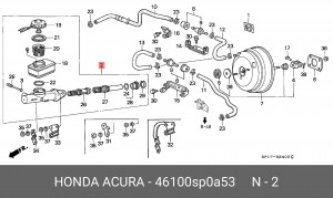 Главный тормозной цилиндр 46100SP0A53 HONDA
