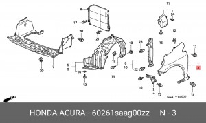 Крыло переднее 60261SAAG00ZZ HONDA