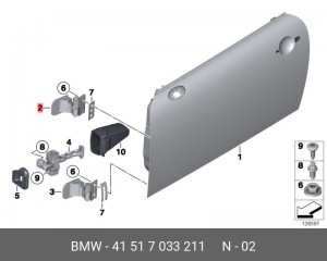 Петля - шарнир открывания двери 41 51 7 033 211 BMW