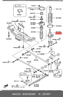 Амортизатор B34H28900 MAZDA