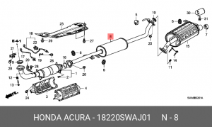 Труба системы выпуска ОГ 18220SWAJ01 HONDA