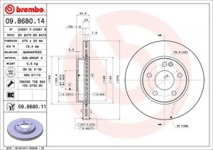 Тормозной диск 09.8680.14 BREMBO