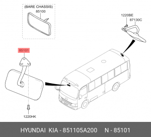 Зеркало заднего вида 851105A200 HYUNDAI KIA