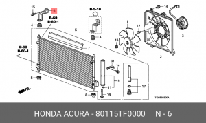 Кронштейн крепления радиатора кондиционера 80115TF0000 HONDA