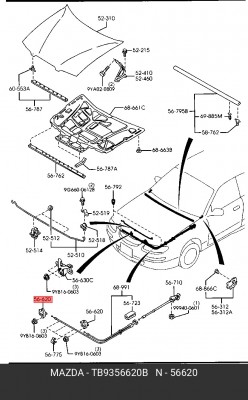 Замок капота TB9356620B MAZDA