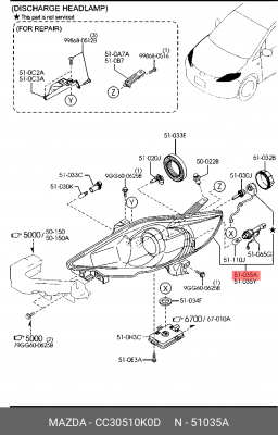 Фара головного света CC30510K0D MAZDA