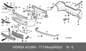 Заглушка бампера 71104SAA900ZT HONDA