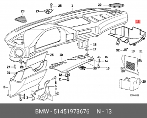 Облицовка панели приборов 51 45 1 973 676 BMW