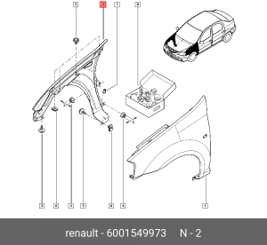 Крыло переднее 6001549973 RENAULT
