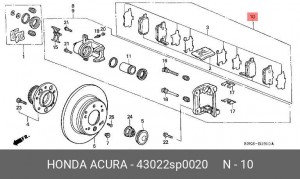 Комплект тормозных колодок, диско 43022SP0020 HONDA