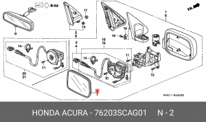 Стекло зеркала заднего вида 76203SCAG01 HONDA