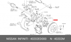 Подшипник ступицы колеса со ступицей (комплект) 40202-ED000 NISSAN