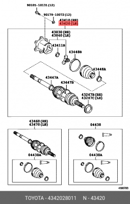 Вал привода колеса в сборе с ШРУСами 43420-28011 DAIHATSU
