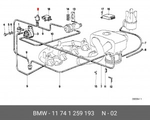 Клапан, управление воздуха-впускаемый воздух 11 74 1259193 BMW