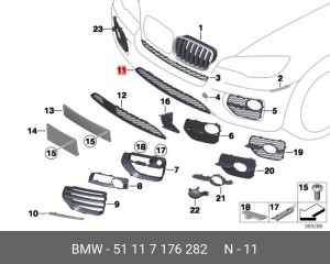 Решетка бампера 51 11 7 176 282 BMW