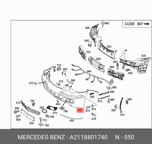 Облицовка бампера A2118801740 MERCEDES BENZ