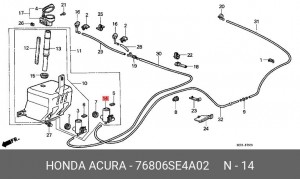 Электронасос стеклоомывателя 76806SE4A02 HONDA