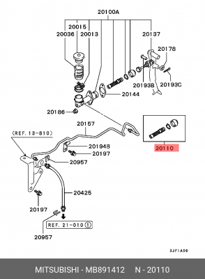 Ремкомплект, главный цилиндр MB891412 MITSUBISHI
