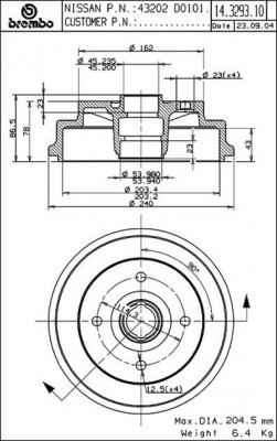 Тормозной барабан 14.3293.10 BREMBO