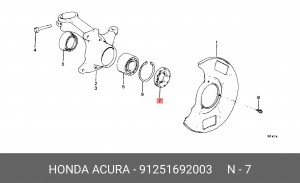 Уплотняющее кольцо, ступица колеса 91251692003 HONDA