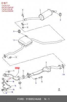 Труба приемная 91BB5246AB FORD