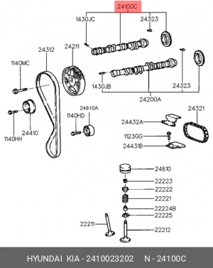 Распредвал 2410023202 HYUNDAI KIA