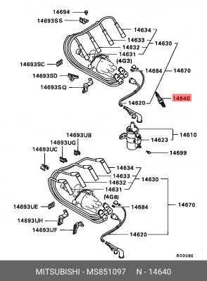Свеча зажигания MS851097 MITSUBISHI