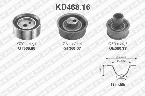 Комплект ремня ГРМ KD468.16 NTN SNR