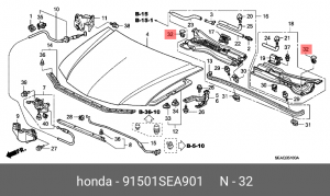Клипса крепежная 91501SEA901 HONDA