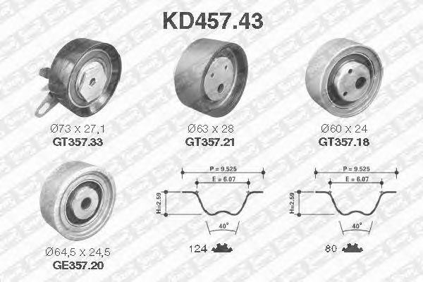 Комплект ремня ГРМ KD457.43 NTN SNR