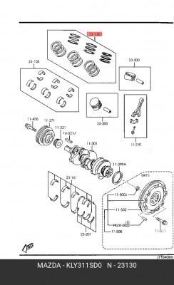 Кольца поршневые KLY311SD0 MAZDA