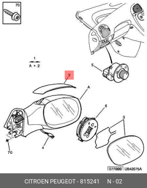 Покрытие, внешнее зеркало 8152 41 CITROEN PEUGEOT