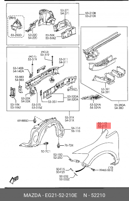 Крыло переднее EG21-52-210E MAZDA