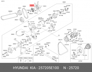 Сцепление, вентилятор радиатора 257205E100 HYUNDAI KIA