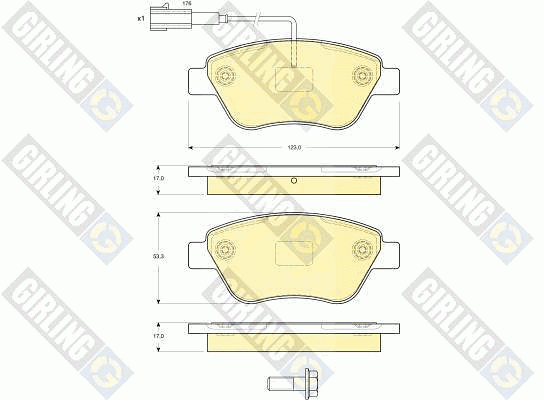 Комплект тормозных колодок, диско 6115904 GIRLING