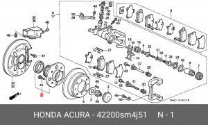 Комплект подшипника ступицы колеса 42200SM4J51 HONDA