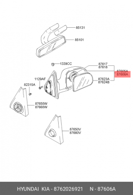 Зеркало заднего вида 8762026921 HYUNDAI KIA