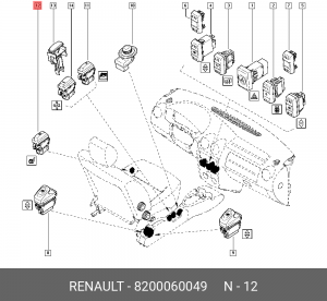 Кнопка регулировки обогрева сиденья 8200060049 RENAULT