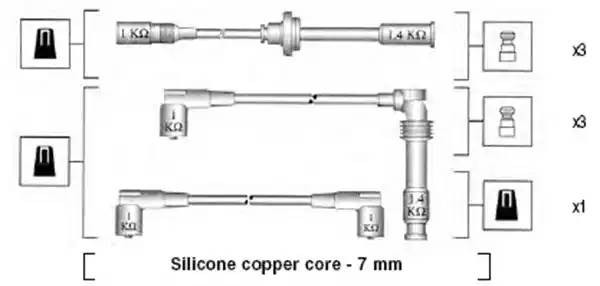 Ккомплект проводов зажигания 941045390524 MAGNETI MARELLI