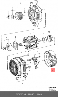 Ремкомплект, генератор 9128980 VOLVO