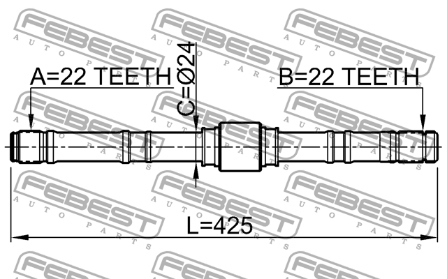Вал привода колеса в сборе с ШРУСами 0212-P10LH FEBEST