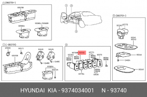 Кнопка включения противотуманных фар 9374034001 HYUNDAI KIA