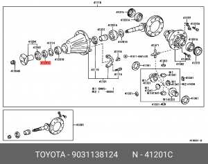 Уплотняющее кольцо, дифференциал 90311-38124 DAIHATSU