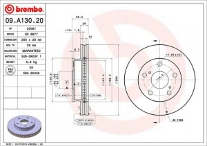 Тормозной диск 09.A130.20 BREMBO