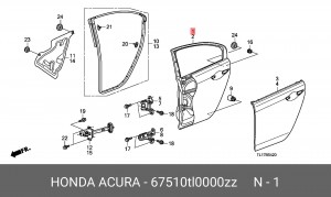 Дверь задняя 67510TL0000ZZ HONDA