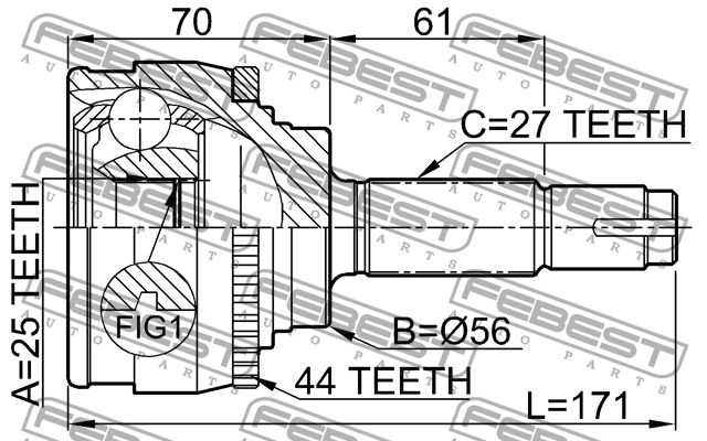 ШРУС 0210-016A44 FEBEST