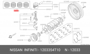 Кольца поршневые 1203354T10 NISSAN