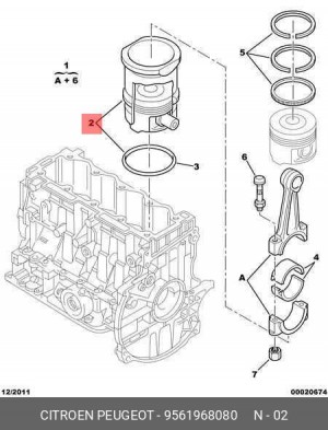 Гильзы с поршнями и кольцами (комплект) 95619680 80 CITROEN PEUGEOT